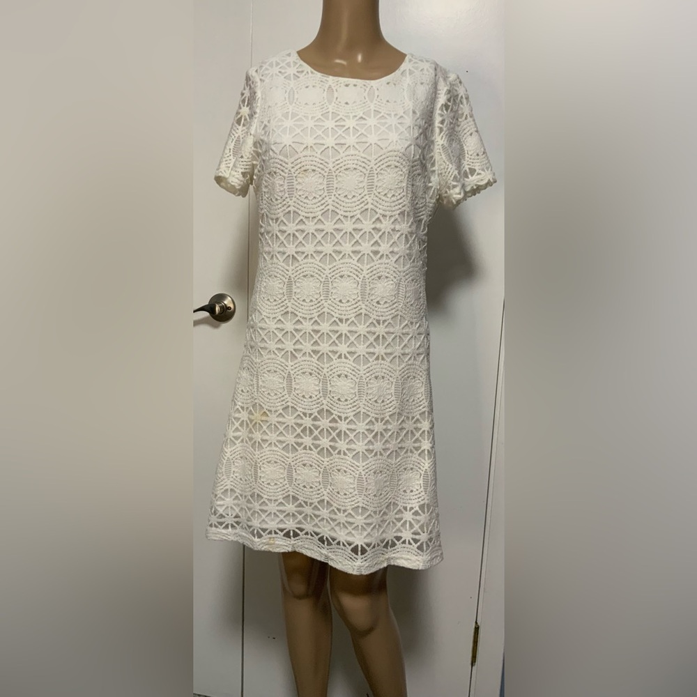 Lulu's White Sheath Mini Dress with Short Sleeves - size small